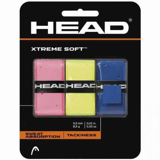 Blister Overgrips Head  Xtreme Soft Rosa Amarillo Azul 3 Unidades