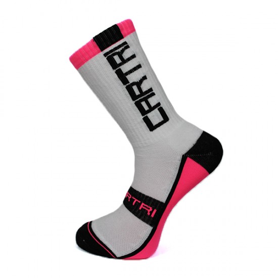 Calcetines Cartri Slash High Blanco Fucsia 1 Par