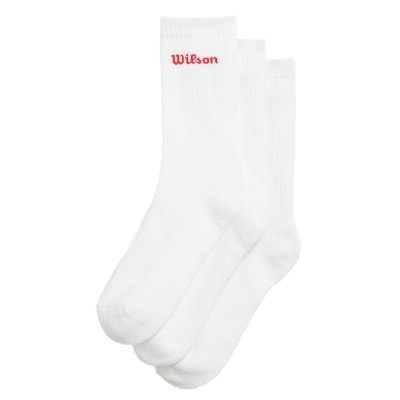 Calcetines Wilson Crew Blanco Rojo 3 Pares