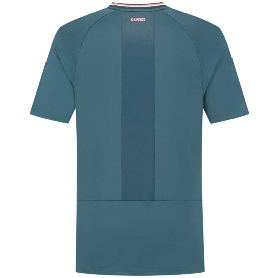 Camiseta Kswiss Hypercourt Mesh Crew 4 Verde Petroleo