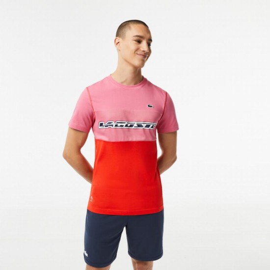 Camiseta Lacoste Sport Medvedev Rosa Rojo