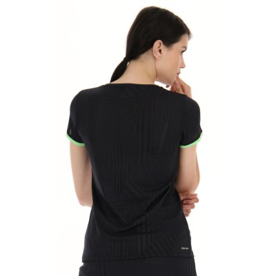 Camiseta Lotto Superrapida V Negro Verde Manzana Mujer