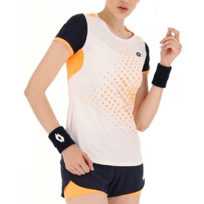 Camiseta Lotto Top IV Blanco Naranja Mujer