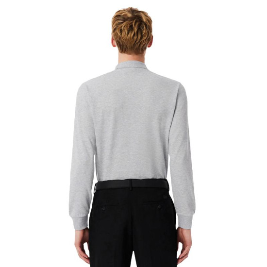 Polo Manga Larga Lacoste Regular Fit Algodon Gris Vigore