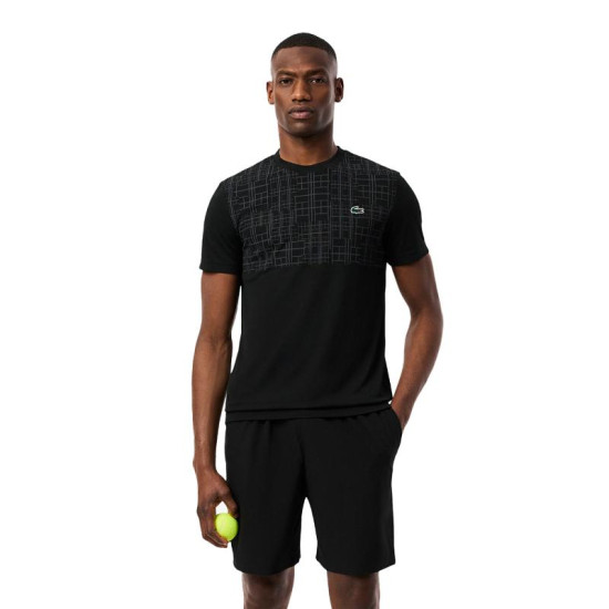 Short Lacoste Novak Djokovic Negro Amarillo