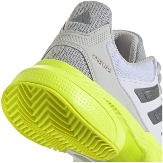 Zapatillas Adidas CourtJam Control 3 Blanco Plata Lucid Limon Mujer