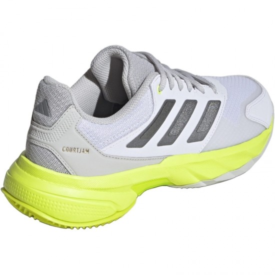 Zapatillas Adidas CourtJam Control 3 Blanco Plata Lucid Limon Mujer